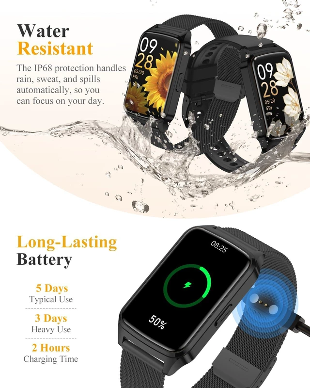 Alt view image 7 of 7 - Fitness Activity Tracker for Women Men with Step Counter, Calorie/Distance/Sleep Monitor, IP68 Waterproof for Android iPhone, Silicone Smart Watch Smartwatch with 110+ Sport Modes (Black)