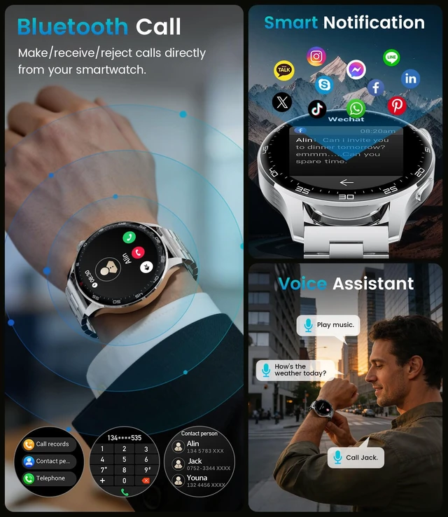 Alt view image 6 of 7 - Smart Watch for Men(Answer/Make Calls), 1,7'' HD Large Screen Men's Smartwatch with 800mAh Batterry/Flashlight/Heart Rate/Sleep Monitor/100+ Sport Modes, IP68 Waterproof Fitness Watch Black