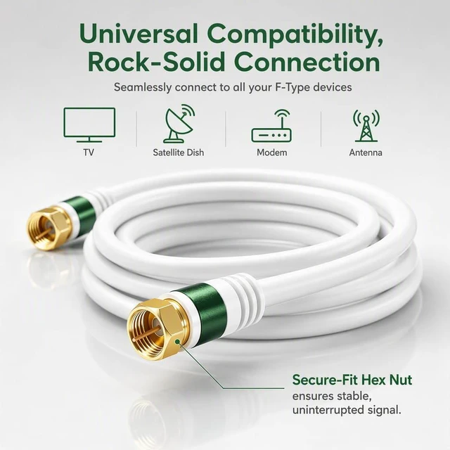 Alt view image 4 of 7 - 80 FT Coaxial Cable for InternetFlexible RG6 Coaxial Cable for TV Coax Cable for Internet Double-Shielded Coax Flexible Coaxial Cable