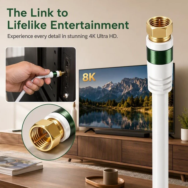 Alt view image 6 of 7 - 80 FT Coaxial Cable for InternetFlexible RG6 Coaxial Cable for TV Coax Cable for Internet Double-Shielded Coax Flexible Coaxial Cable
