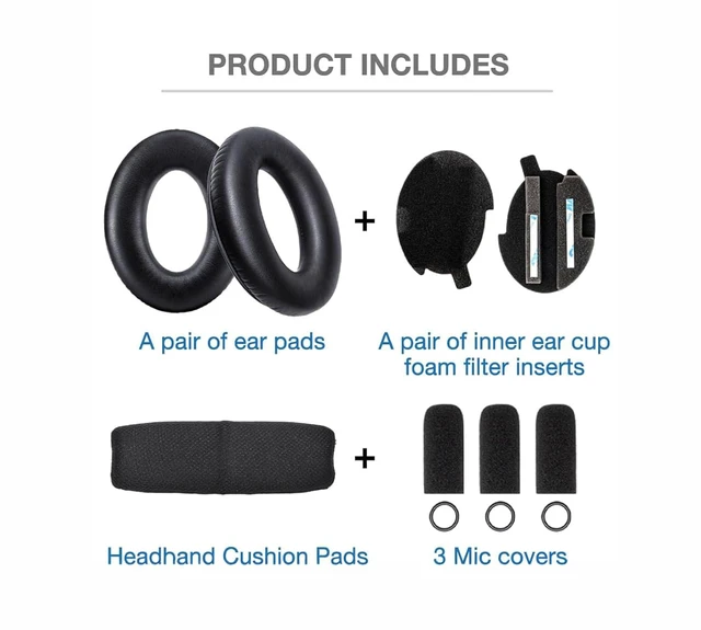 Alt view image 7 of 7 - Ear Pads Upgrade Headband Cushion for Bose A20 Aviation Headset Complete refresh kit: earpads with memory foam, headband, 3 mic covers, inner foam inserts