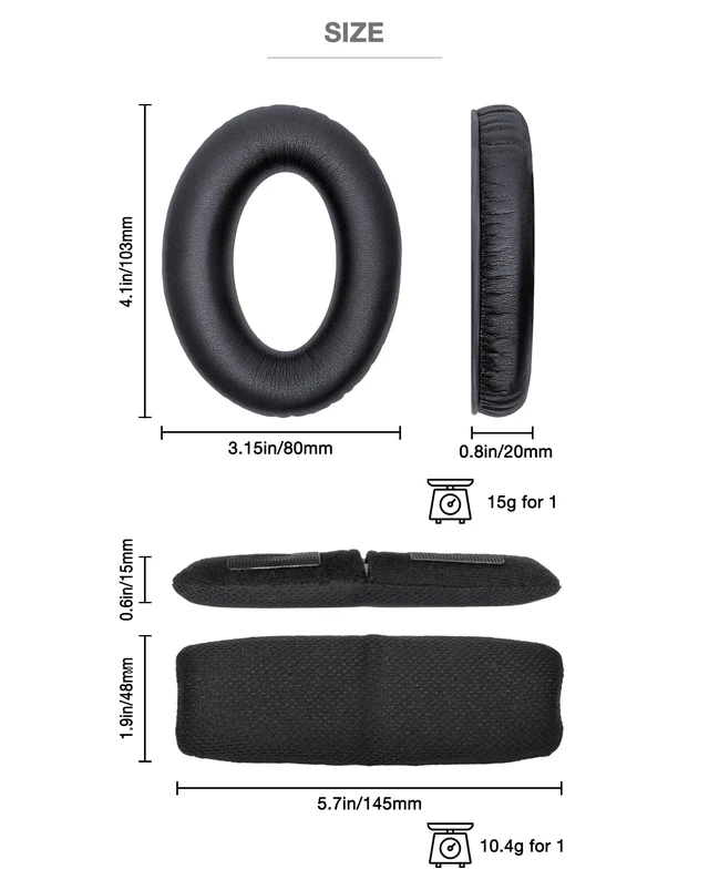 Alt view image 6 of 7 - Ear Pads Upgrade Headband Cushion for Bose A20 Aviation Headset Complete refresh kit: earpads with memory foam, headband, 3 mic covers, inner foam inserts