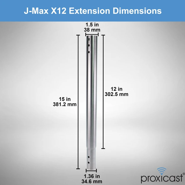 Alt view image 6 of 7 - 12 inch Stainless Steel Extension Pole for J-Max Antenna Mounts Fits all J-Max Antenna Mast Models, Swaged End & Pre-Drilled Holes, Includes Stainless Hardware - ANT-800-X12