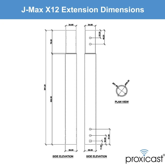 Alt view image 7 of 7 - 12 inch Stainless Steel Extension Pole for J-Max Antenna Mounts Fits all J-Max Antenna Mast Models, Swaged End & Pre-Drilled Holes, Includes Stainless Hardware - ANT-800-X12