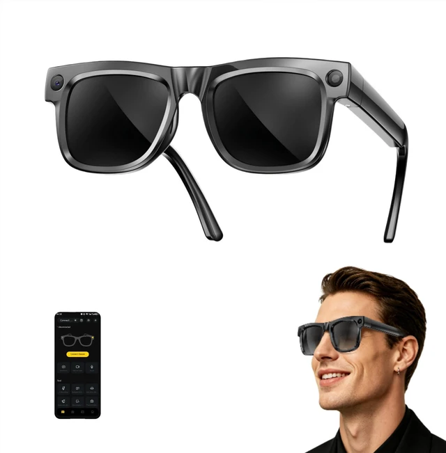 Main image of AI Smart Glasses Recording with Camera and Bluetooth for Men Women 8M And 1080P Video, Real-Time Translation, Recording, AI Assistant, Open-Ear Audio,Visual Recongnition With Sunglasses Lenses