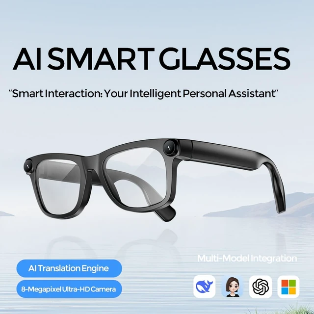 Alt view image 2 of 7 - AI Smart Glasses Recording with Camera and Bluetooth for Men Women 8M And 1080P Video, Real-Time Translation, Recording, AI Assistant, Open-Ear Audio,Visual Recongnition With Sunglasses Lenses
