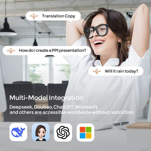 Alt view image 4 of 7 - AI Smart Glasses Recording with Camera and Bluetooth for Men Women 8M And 1080P Video, Real-Time Translation, Recording, AI Assistant, Open-Ear Audio,Visual Recongnition With Sunglasses Lenses