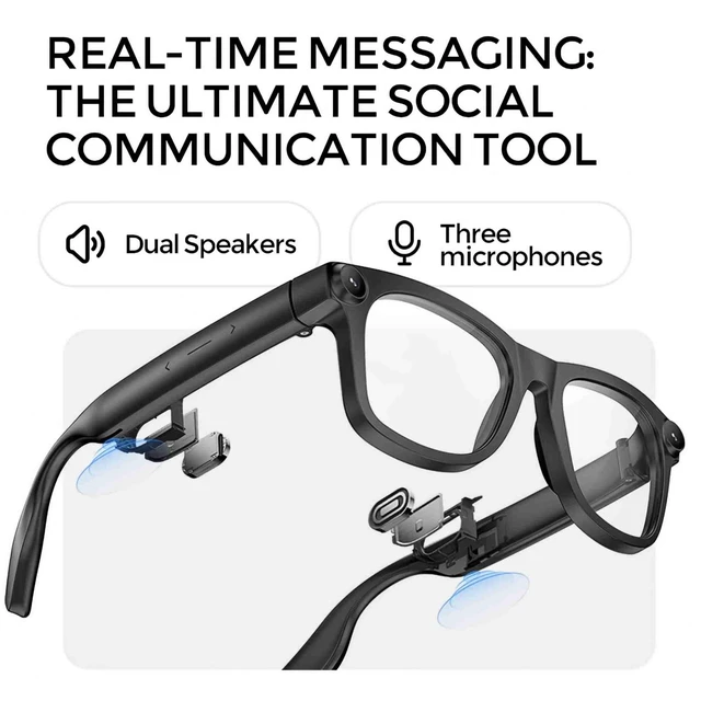 Alt view image 6 of 7 - AI Smart Glasses Recording with Camera and Bluetooth for Men Women 8M And 1080P Video, Real-Time Translation, Recording, AI Assistant, Open-Ear Audio,Visual Recongnition With Sunglasses Lenses