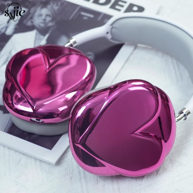 Alt view image 3 of 5 - Airpod Max Ear Cover, 3D Electroplating Design Cute Pink Heart, Personality Fashion Airpod Max Case Accessories Protective for Apple AirPods Max