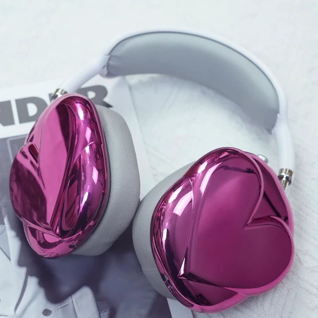 Alt view image 4 of 5 - Airpod Max Ear Cover, 3D Electroplating Design Cute Pink Heart, Personality Fashion Airpod Max Case Accessories Protective for Apple AirPods Max