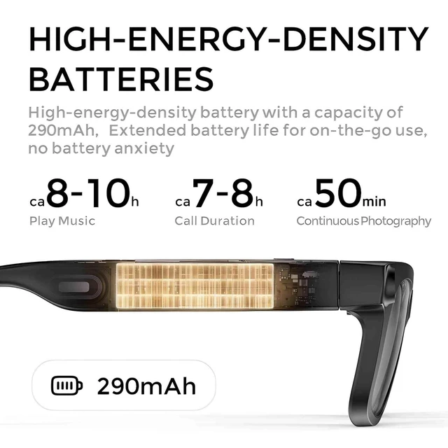 Alt view image 7 of 7 - AI Smart Glasses Recording with Camera and Bluetooth for Men Women 8M And 1080P Video, Real-Time Translation, Recording, AI Assistant, Open-Ear Audio,Visual Recongnition With Sunglasses Lenses