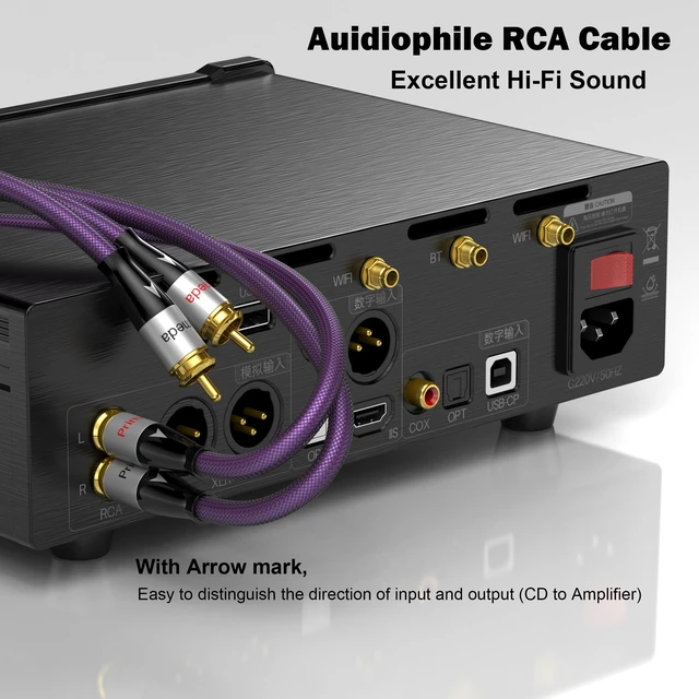 Alt view image 3 of 6 - Audiophiles Subwoofer RCA Cable 2 RCA to 2 RCA Multiple Shield with Siliver-Plated OFC Ultra-high Purity Copper Digital Coaxial Cable for HiFi Systems (2.5 FT)