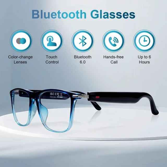 Alt view image 3 of 7 - Bluetooth Smart Glasses for Women with Open-Ear Speakers, Pink Frame Color-changing lenses provide visual comfort with a stylish frame design for shopping, office use, travel and daily lifestyle