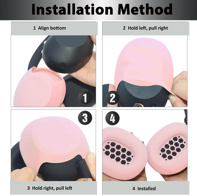 Alt view image 4 of 7 - XM6 Sweat Covers Accessories for Sony WH-1000XM6 - Pink Soft Silicone Case, 2-in-1 Headphone Cover with Earpad Covers & Headband Cover, Sweatproof & Easy to Clean & Secure Fit