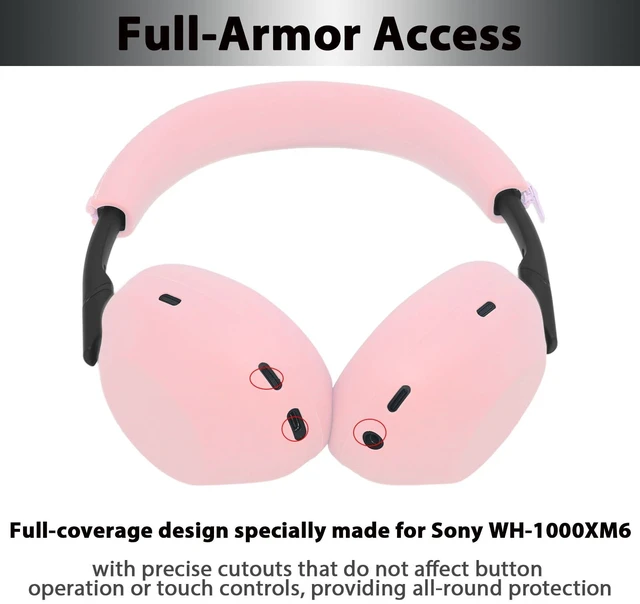 Alt view image 6 of 7 - XM6 Sweat Covers Accessories for Sony WH-1000XM6 - Pink Soft Silicone Case, 2-in-1 Headphone Cover with Earpad Covers & Headband Cover, Sweatproof & Easy to Clean & Secure Fit