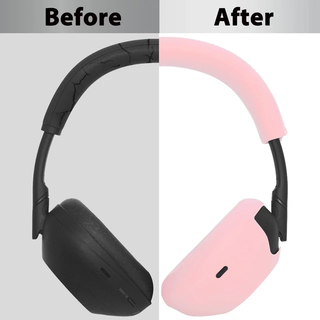 Alt view image 7 of 7 - XM6 Sweat Covers Accessories for Sony WH-1000XM6 - Pink Soft Silicone Case, 2-in-1 Headphone Cover with Earpad Covers & Headband Cover, Sweatproof & Easy to Clean & Secure Fit