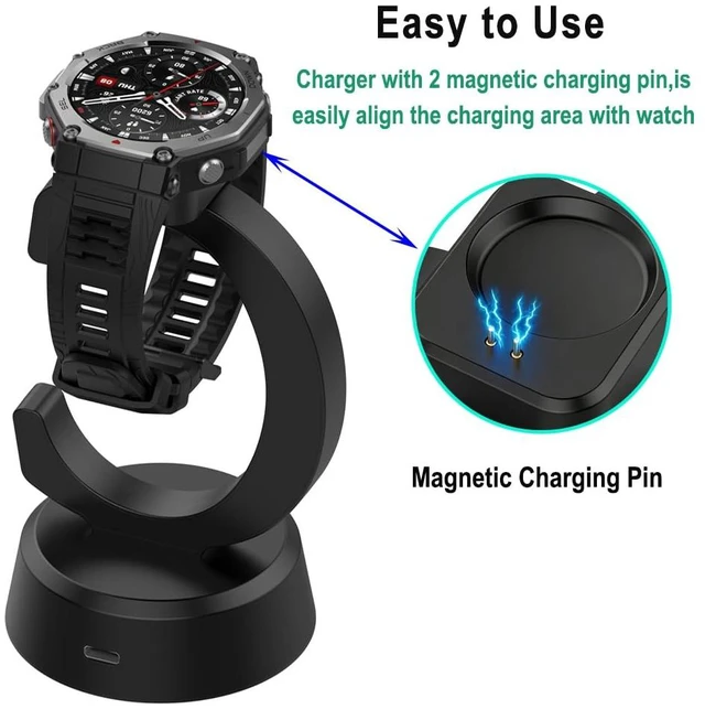 Alt view image 4 of 7 - Charging Dock for Amazfit T-Rex 3/Helio Strap/Balance Smartwatches Charger for Amazfit T-Rex 3/T-Rex 3 Pro/Helio Strap/Balance/Balance 2/Active Max/T-Rex Ultra 2/Active 3 Premium/Cheetah 2 Pro