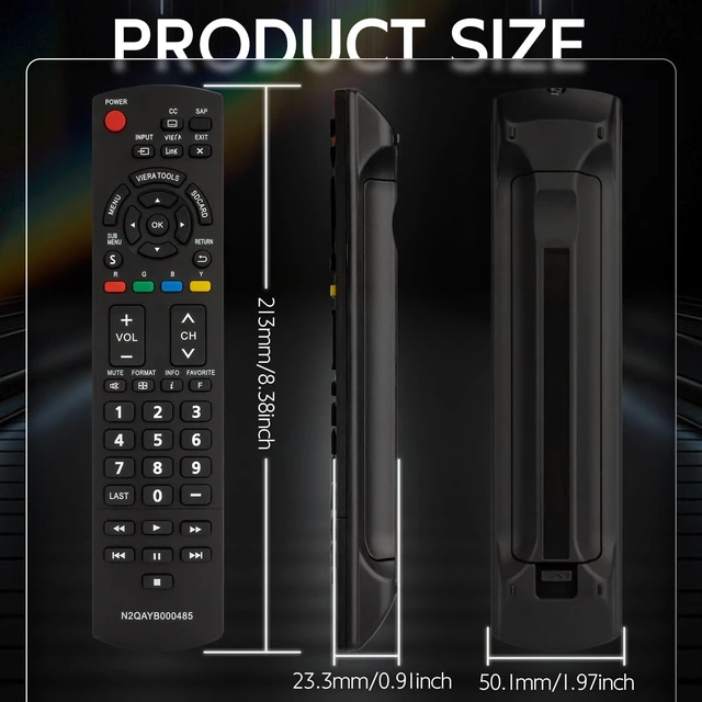 Alt view image 7 of 7 - N2QAYB000485 Remote Control for Panasonic Tv Remote Replacement, Replace Panasonic Tv Remote Compatible with LCD LED Plasma Viera TVs TC-42LD24 TC-42LS24 TC-42PS14 TC-54PS14 TH-32LRU5 TH-42LRU50