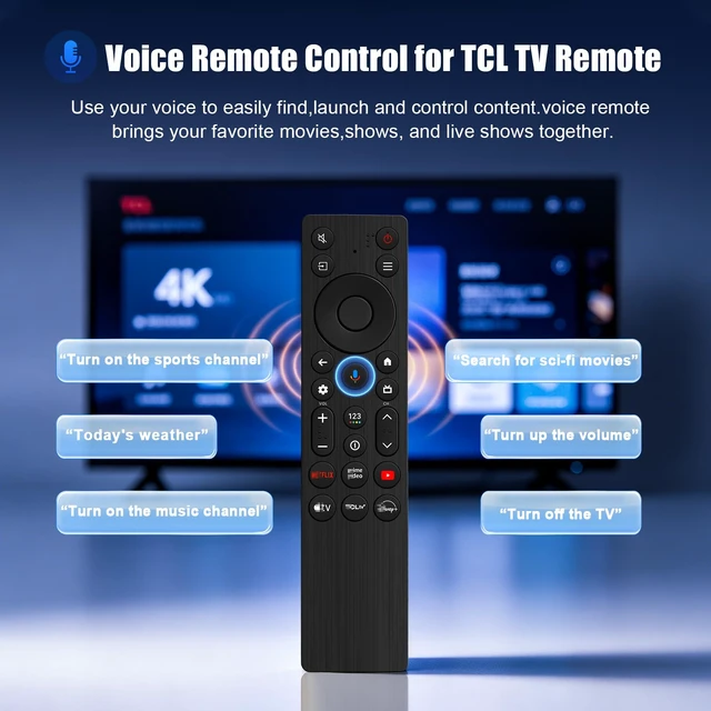 Alt view image 2 of 7 - (No Backlight) RC923A FMB1 Voice Remote Control Replacement for TCL Google TV Remote Control,Compatible with TCL QD-Mini LED 4K UHD 50/55/65/75/85 QM5K,QM6K,QM7K,G0401-000267 Google Smart TV Series