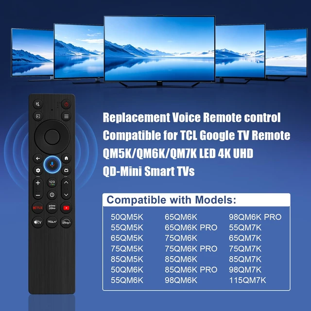 Alt view image 4 of 7 - (No Backlight) RC923A FMB1 Voice Remote Control Replacement for TCL Google TV Remote Control,Compatible with TCL QD-Mini LED 4K UHD 50/55/65/75/85 QM5K,QM6K,QM7K,G0401-000267 Google Smart TV Series