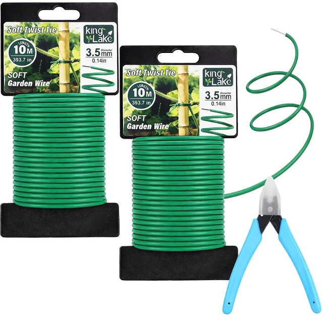 Main image of Green Garden Wire with Pliers - 66 Feet 3.5mm Garden Ties Soft Plant Twist Ties Plant Wire for Climbing Plants Tomatoes Support Vines Vegetables Flowers Indoor & Outdoor Gardening Training