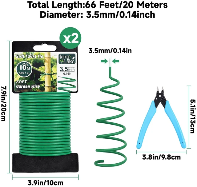 Alt view image 2 of 7 - Green Garden Wire with Pliers - 66 Feet 3.5mm Garden Ties Soft Plant Twist Ties Plant Wire for Climbing Plants Tomatoes Support Vines Vegetables Flowers Indoor & Outdoor Gardening Training