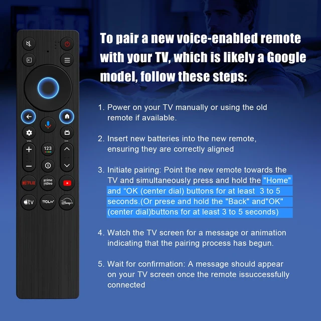 Alt view image 7 of 7 - (No Backlight) RC923A FMB1 Voice Remote Control Replacement for TCL Google TV Remote Control,Compatible with TCL QD-Mini LED 4K UHD 50/55/65/75/85 QM5K,QM6K,QM7K,G0401-000267 Google Smart TV Series