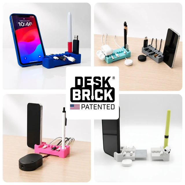 Alt view image 5 of 6 - DeskBrick 2PK Silicone + Steel-Weighted Cord Holders for Desks. Weighted Cord Organizers & Cable Management for Desktops. Useful Phone Accessories & Cable Holders for Offices. No Adhesive. Blue
