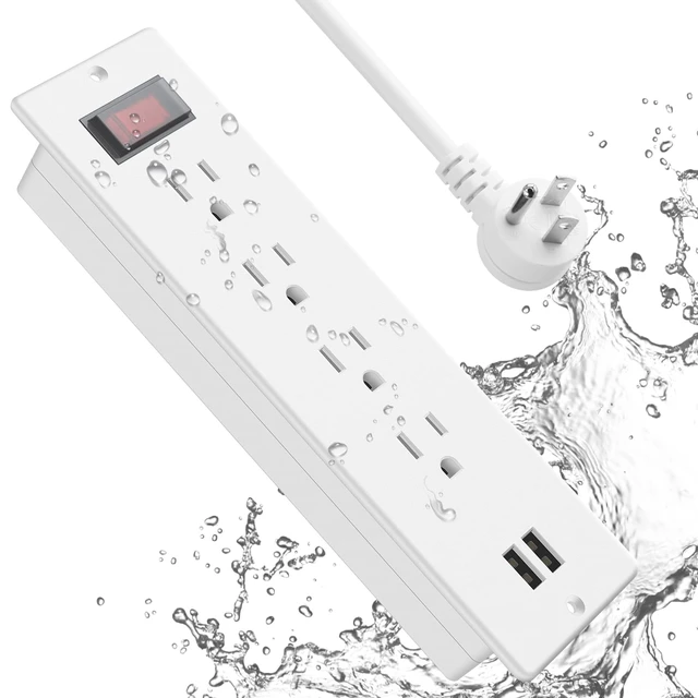 Main image of Conference Recessed Power Strip Waterproof,Furniture Recessed Power Strip with 4 Outlets,2 USB,Table Surge Protector,Flush Mount Water Resistant,6ft Cable with Flat Plug
