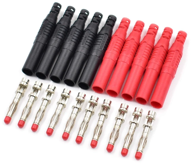 Main image of 10Pcs Insulated Safety Straight Seal Protection Shrouded 4mm Banana Plugs Solder DIY Banana Plug Connectors for Multimeter Test Leads Ends Probes Adapters
