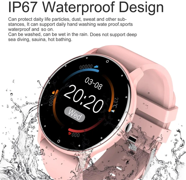 Alt view image 6 of 7 - Smart Watch Men Women (Answer/Make Calls), Fitness Watch with 100+ Sport Modes, IP67 Waterproof/Heart Rate/Sleep Monitor, Smart Watches for iOS/Android with 2 Bands (Pink)