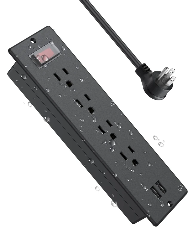 Main image of Conference Recessed Power Strip Waterproof,Furniture Recessed Power Strip with 4 Outlets,2 USB,Table Surge Protector,Flush Mount Water Resistant,6ft Cable with Flat Plug