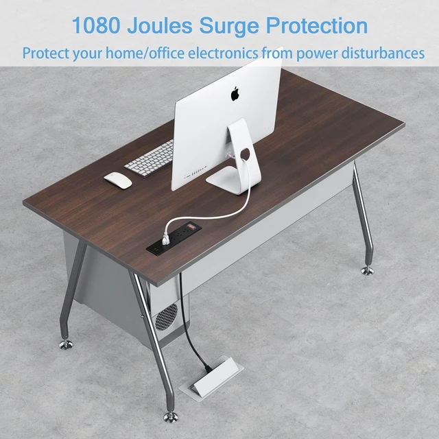 Alt view image 4 of 7 - Conference Recessed Power Strip Waterproof,Furniture Recessed Power Strip with 4 Outlets,2 USB,Table Surge Protector,Flush Mount Water Resistant,6ft Cable with Flat Plug