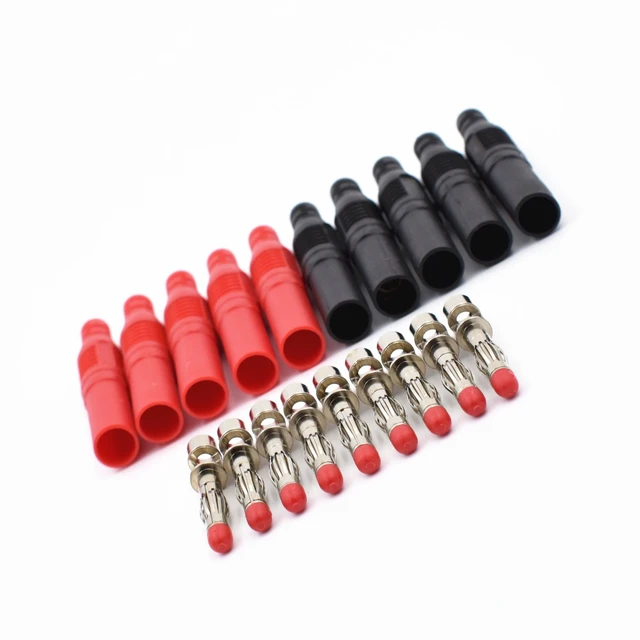 Alt view image 6 of 6 - 10Pcs Insulated Safety Straight Seal Protection Shrouded 4mm Banana Plugs Solder DIY Banana Plug Connectors for Multimeter Test Leads Ends Probes Adapters