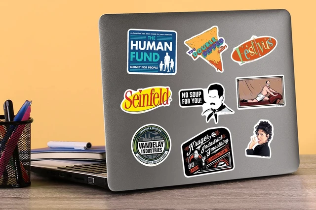 Alt view image 5 of 6 - Seinfeld 150 Sticker Pack Waterproof Vinyl Decals Officially Licensed Seinfeld Stickers Great for Water Bottles, Skateboards, Luggage, Laptops, Bumpers & Cars