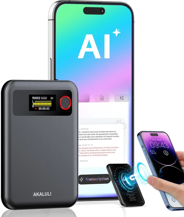 Main image of AI Voice Recorder with Transcribe Summarize: Note Voice Recorder with APP Control, 30H Continuous Recording, 64GB Memory Support 100+ Languages, AI Recorder for Calls, Lectures, Meetings