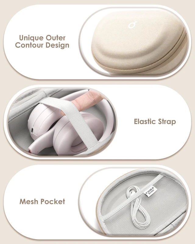 Alt view image 4 of 7 - Hard Headphone Case for Beats/Skullcandy/JBL Tune/Bose/JLab/BERIBES/TOZO for Over-Ear Foldable Headphones, Upgraded Splashproof, Headset Universal Travel Organizer Bag