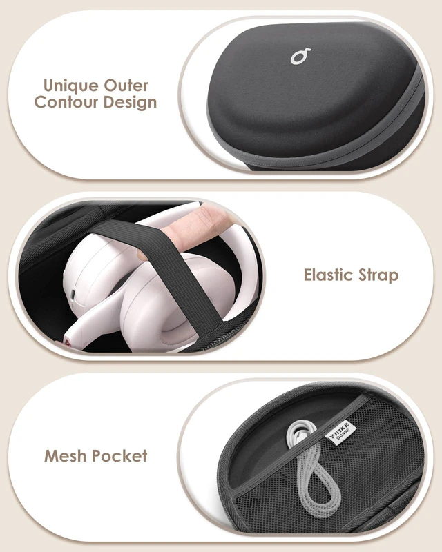 Alt view image 4 of 7 - Hard Headphone Case for Beats/Skullcandy/JBL Tune/Bose/JLab/BERIBES/TOZO for Over-Ear Foldable Headphones, Upgraded Splashproof, Headset Universal Travel Organizer Bag