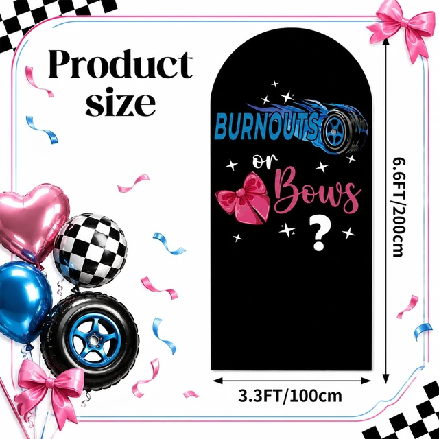 Alt view image 3 of 7 - Black Burnouts or Bows Girl Gender Reveal Decoration 6.6 ft Boy or Girl Arch Backdrop Cover Sign, Welcome Baby Gender Reveal, Baby Shower Party Supplies Photoshoot Backdrop