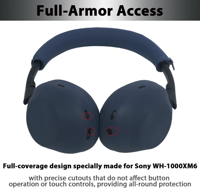 Alt view image 6 of 7 - XM6 Sweat Covers Accessories for Sony WH-1000XM6 - Dark Blue Soft Silicone Case, 2-in-1 Headphone Cover with Earpad Covers & Headband Cover, Sweatproof & Easy to Clean & Secure Fit