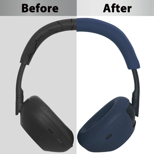 Alt view image 7 of 7 - XM6 Sweat Covers Accessories for Sony WH-1000XM6 - Dark Blue Soft Silicone Case, 2-in-1 Headphone Cover with Earpad Covers & Headband Cover, Sweatproof & Easy to Clean & Secure Fit