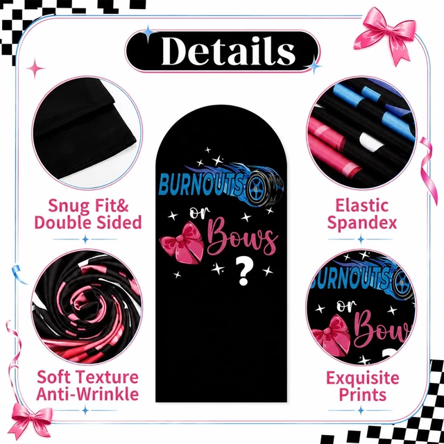 Alt view image 4 of 7 - Black Burnouts or Bows Girl Gender Reveal Decoration 6.6 ft Boy or Girl Arch Backdrop Cover Sign, Welcome Baby Gender Reveal, Baby Shower Party Supplies Photoshoot Backdrop