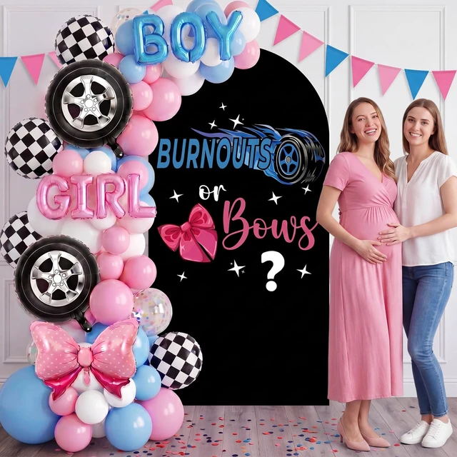 Alt view image 7 of 7 - Black Burnouts or Bows Girl Gender Reveal Decoration 6.6 ft Boy or Girl Arch Backdrop Cover Sign, Welcome Baby Gender Reveal, Baby Shower Party Supplies Photoshoot Backdrop