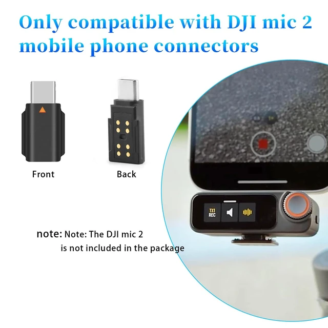 Alt view image 2 of 5 - Replacement for DJI Mic 2 Type-C Adapter, Wireless Microphone Receiver for Phone/PC/Tablet, 3.5mm Audio Recording Adapter