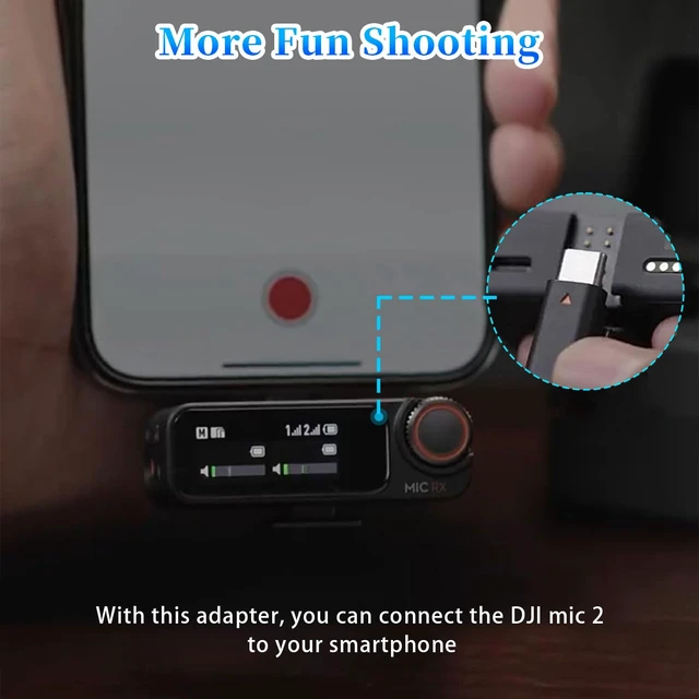 Alt view image 5 of 5 - Replacement for DJI Mic 2 Type-C Adapter, Wireless Microphone Receiver for Phone/PC/Tablet, 3.5mm Audio Recording Adapter