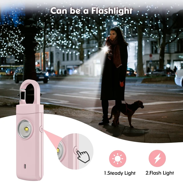 Alt view image 4 of 7 - Rechargeable Personal Alarm for Women - Birthday Gifts for Women, Daughter, College Student, Teen Girl, Elders, Kids, Siren Alarm, USB Charging, Dark Pink