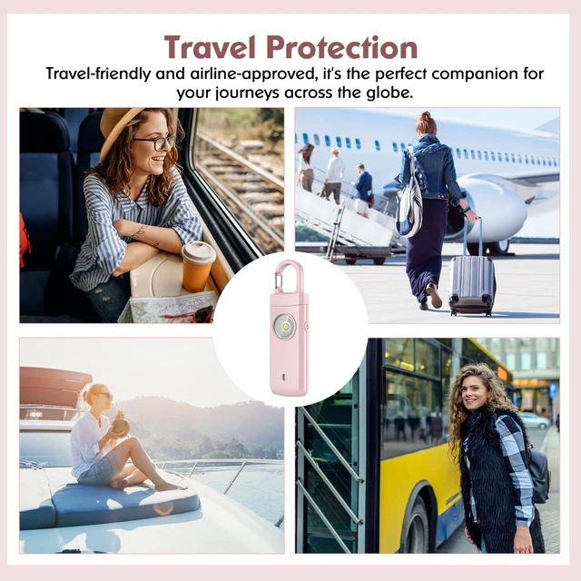 Alt view image 5 of 7 - Rechargeable Personal Alarm for Women - Birthday Gifts for Women, Daughter, College Student, Teen Girl, Elders, Kids, Siren Alarm, USB Charging, Dark Pink