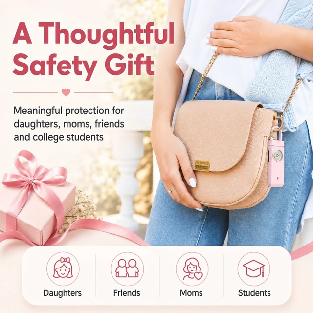 Alt view image 7 of 7 - Rechargeable Personal Alarm for Women - Travel College Dorm Essentials 130dB Keychain Alarm with Flashlight, Safety Gifts for Teen Girl, Daughter, Student, Birthday Gift Stocking Stuffers, Pink