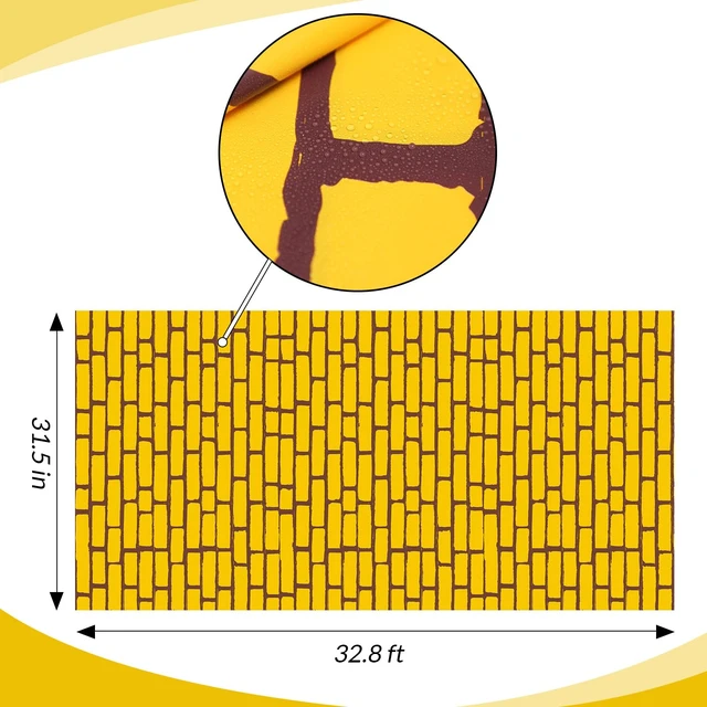Alt view image 2 of 7 - Yellow Brick Floor Runner Yellow 31.5 in X 32.8 ft Carpet Road Roll for Wizard Party, Yellow Brick Cosplay Backdrop, Princess Party Walkway, Perspective Design, Halloween Decor