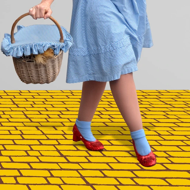 Alt view image 5 of 7 - Yellow Brick Floor Runner Yellow 31.5 in X 32.8 ft Carpet Road Roll for Wizard Party, Yellow Brick Cosplay Backdrop, Princess Party Walkway, Perspective Design, Halloween Decor